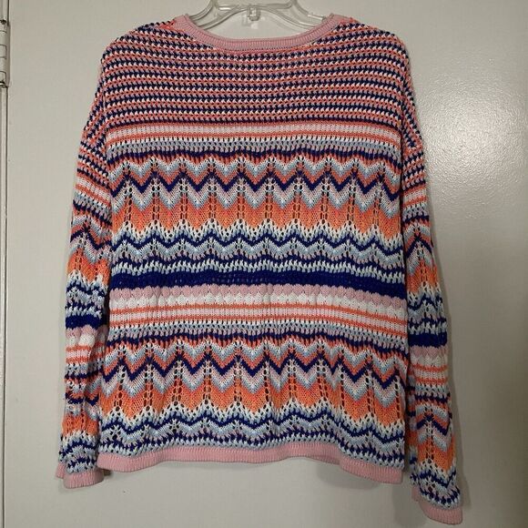 Lilly Pulitzer Multicolor Textured Chevron Crochet Stripe Samora Sweater medium - Picture 3 of 4